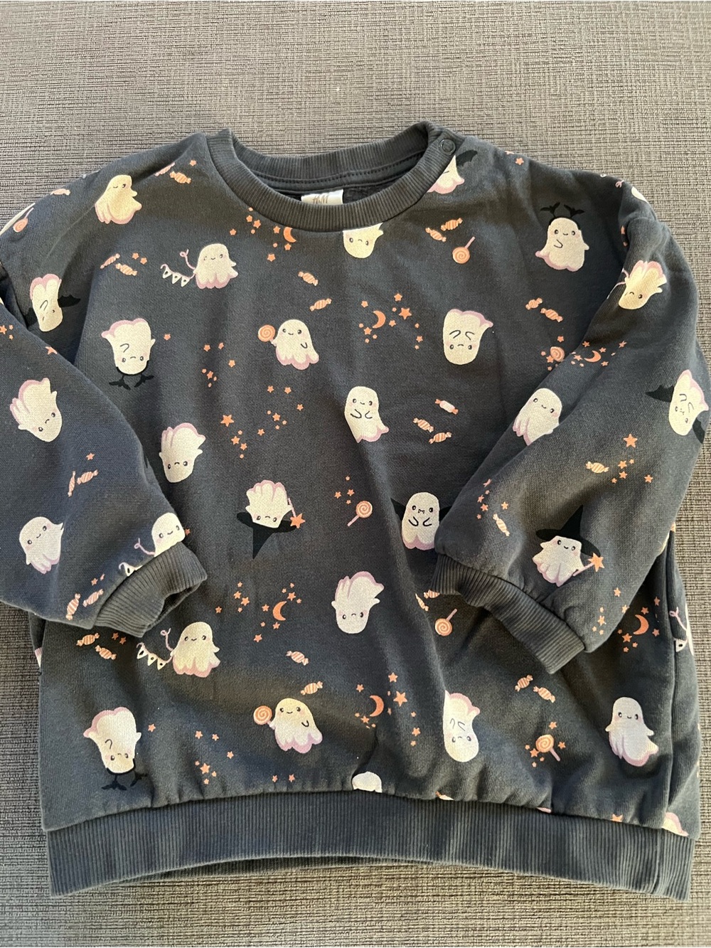 H&M Dark Gray Sweatshirt with Pink & Cream Ghosts